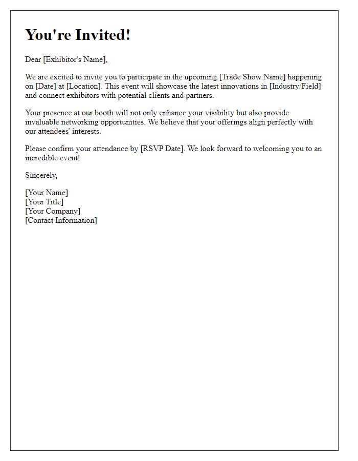 Letter template of trade show exhibitor invitation