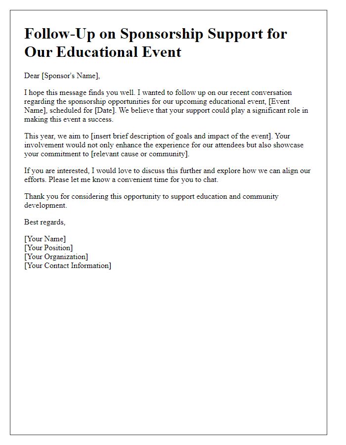 Letter template of follow-up for educational event sponsorship support