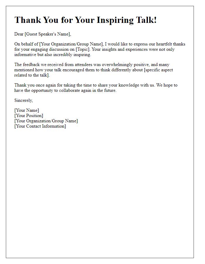 Letter template of Thanks to Guest Speaker for Engaging Discussion