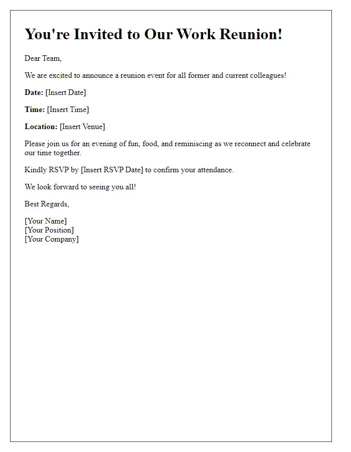 Letter template of reunion event invitation for work colleagues