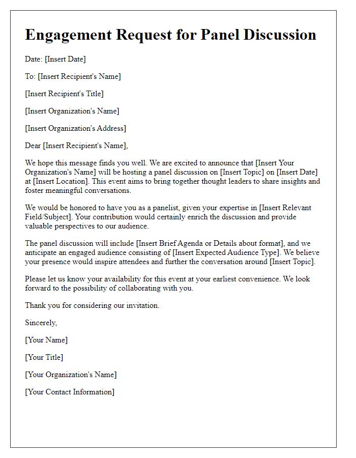 Letter template of engagement request for panel discussion