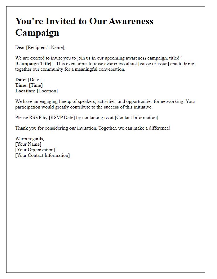 Letter template of awareness campaign invitation