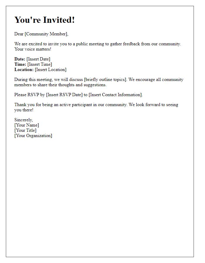 Letter template of public meeting invitation for community feedback