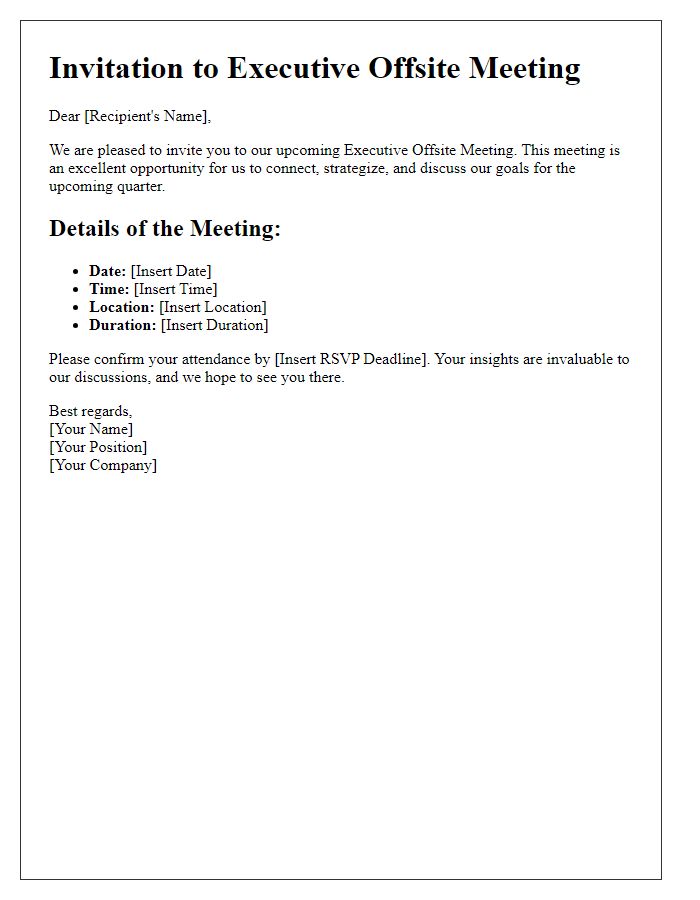 Letter template of executive offsite meeting invitation