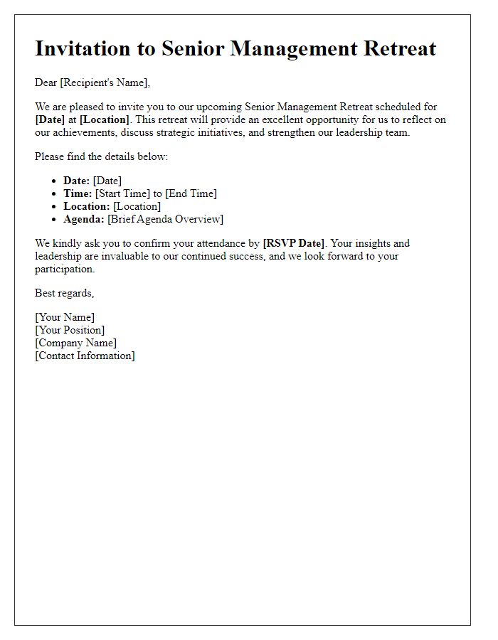 Letter template of senior management retreat invitation