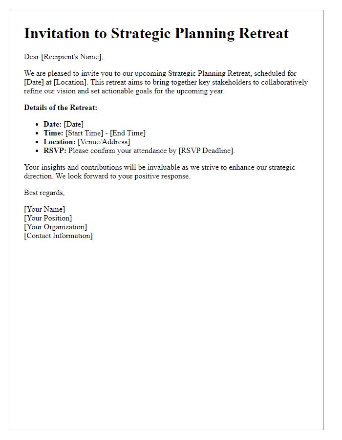 Letter template of strategic planning retreat invitation