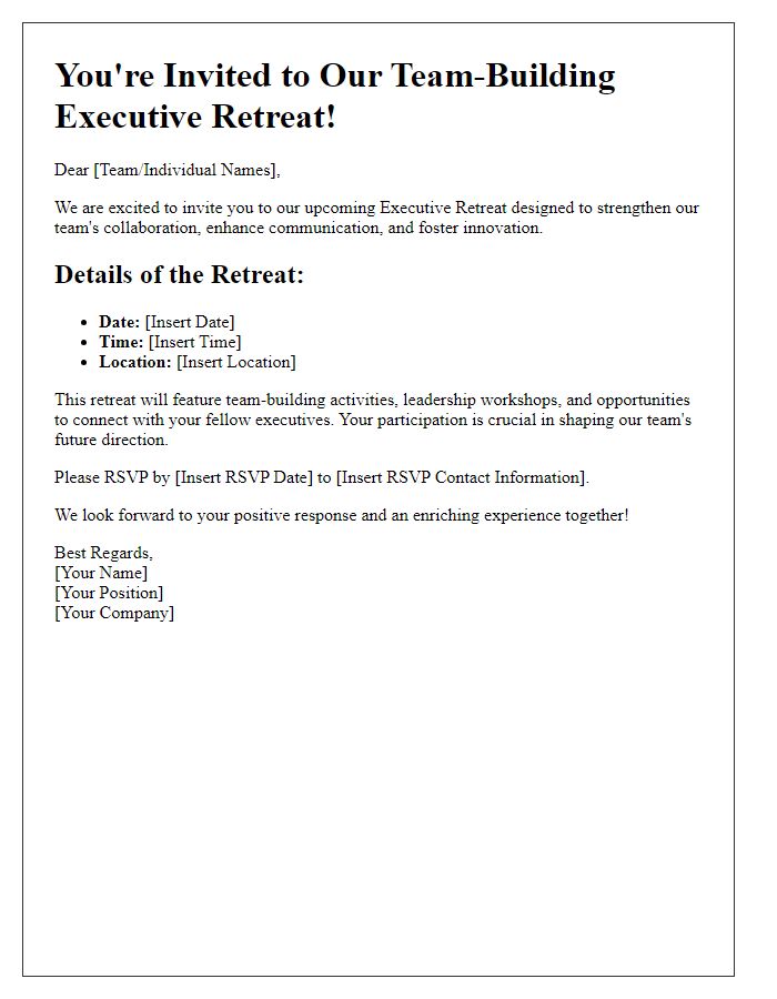 Letter template of team-building executive retreat invitation