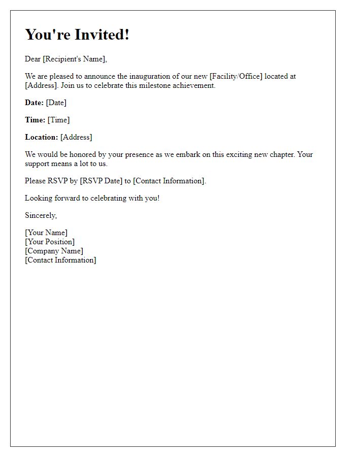 Letter template of corporate inauguration event invitation