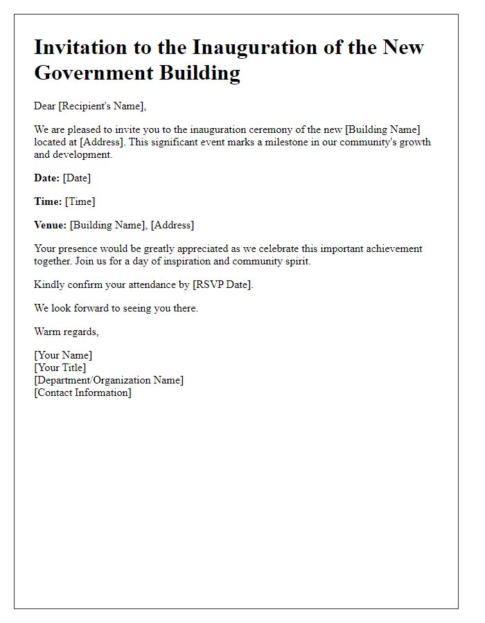 Letter template of government building inauguration invite