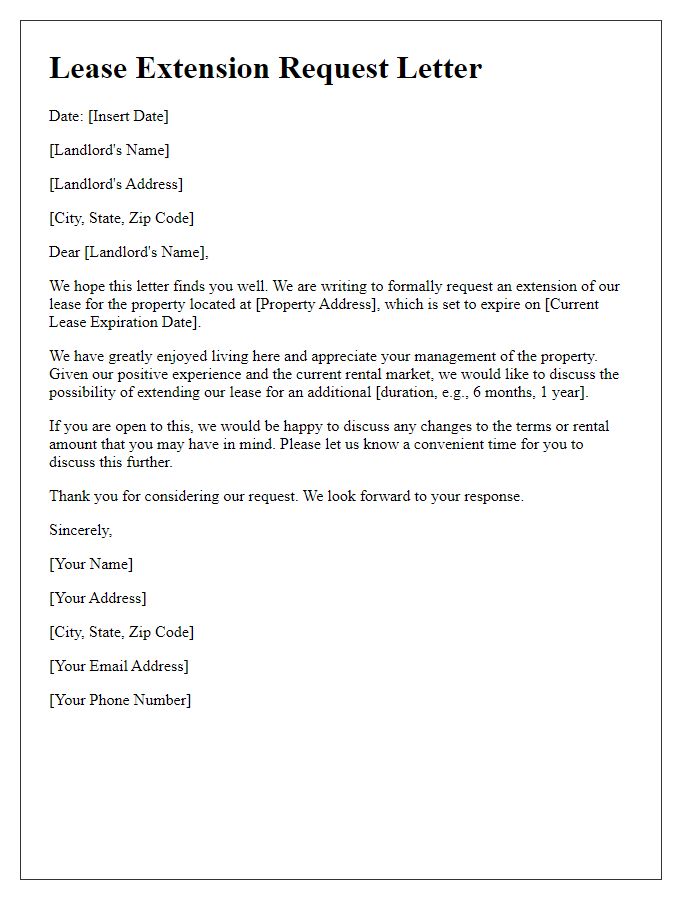 Letter template of lease extension request for current tenants.