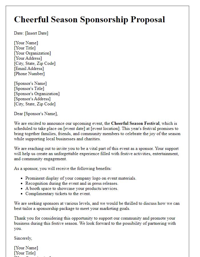 Letter template of Cheerful Season Sponsorship Proposal