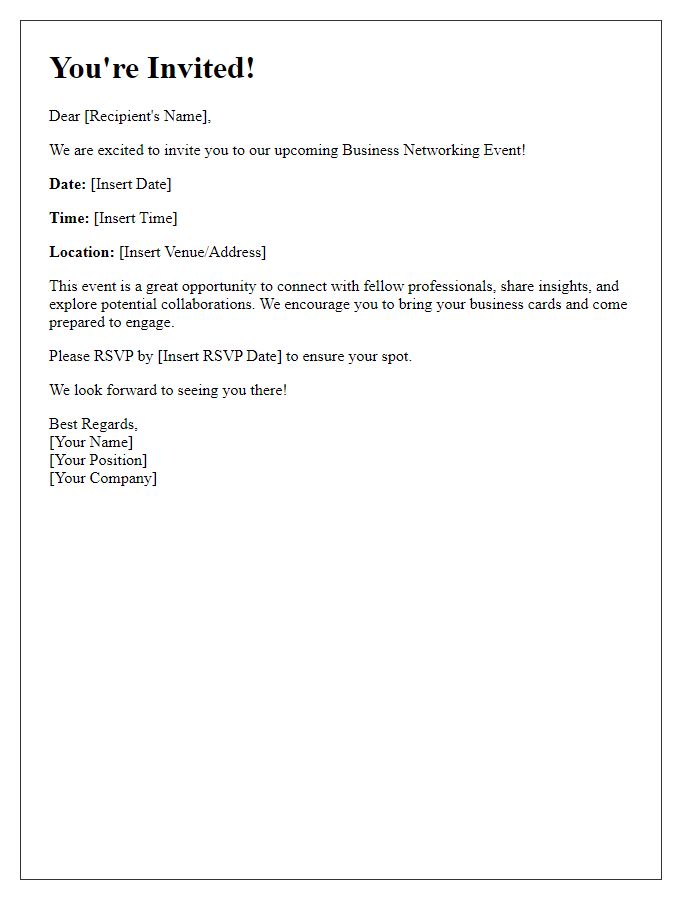 Letter template of invitation to a business networking event