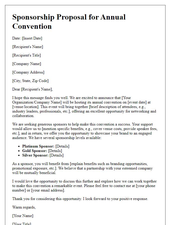 Letter template of sponsorship proposal for annual convention