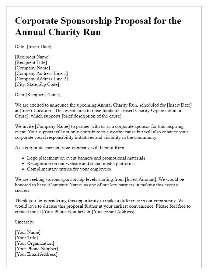 Letter template of corporate sponsorship for charity run