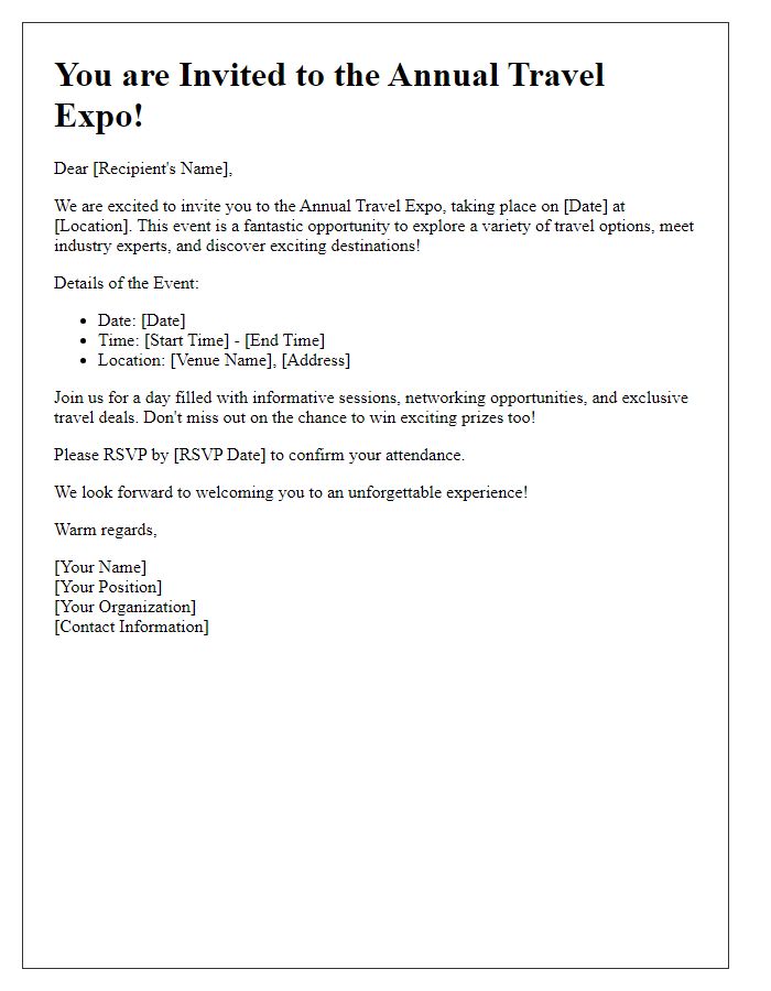 Letter template of invitation to visit travel expo