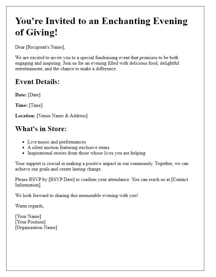 Letter template of engaging evening for fundraising invitation