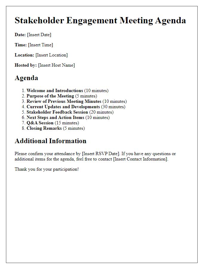 Letter template of agenda for stakeholder engagement meeting
