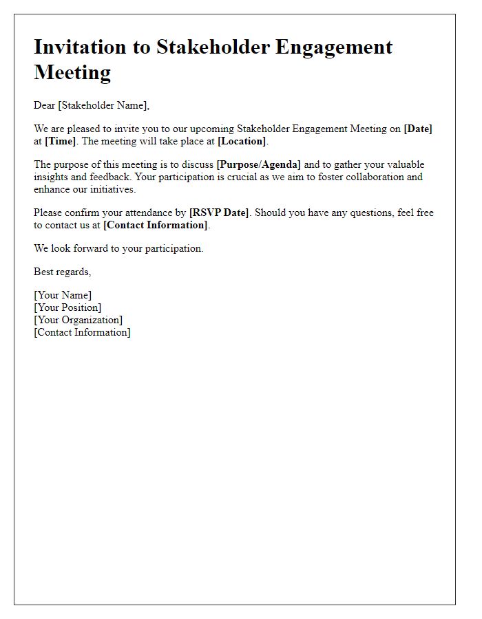 Letter template of invitation for stakeholder engagement meeting