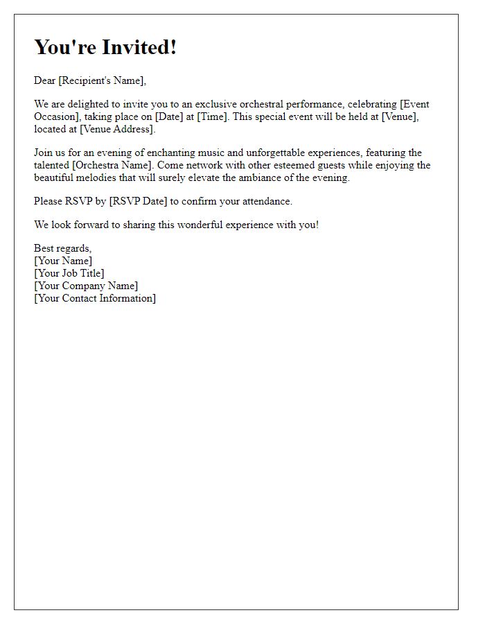 Letter template of orchestra performance invitation for corporate functions