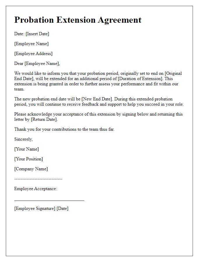 Letter template of probation extension agreement