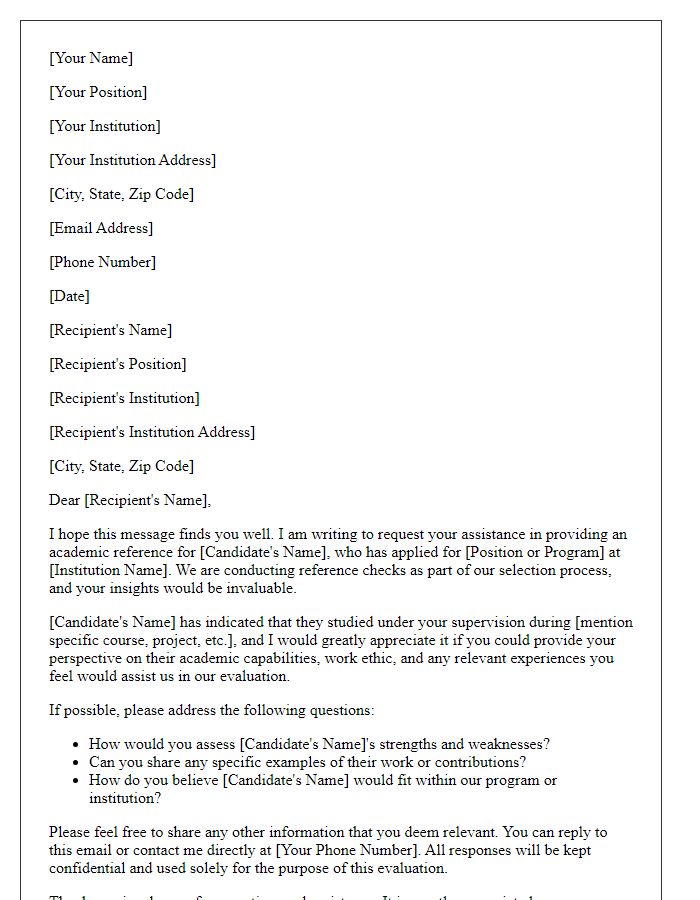 Letter template of academic reference check request