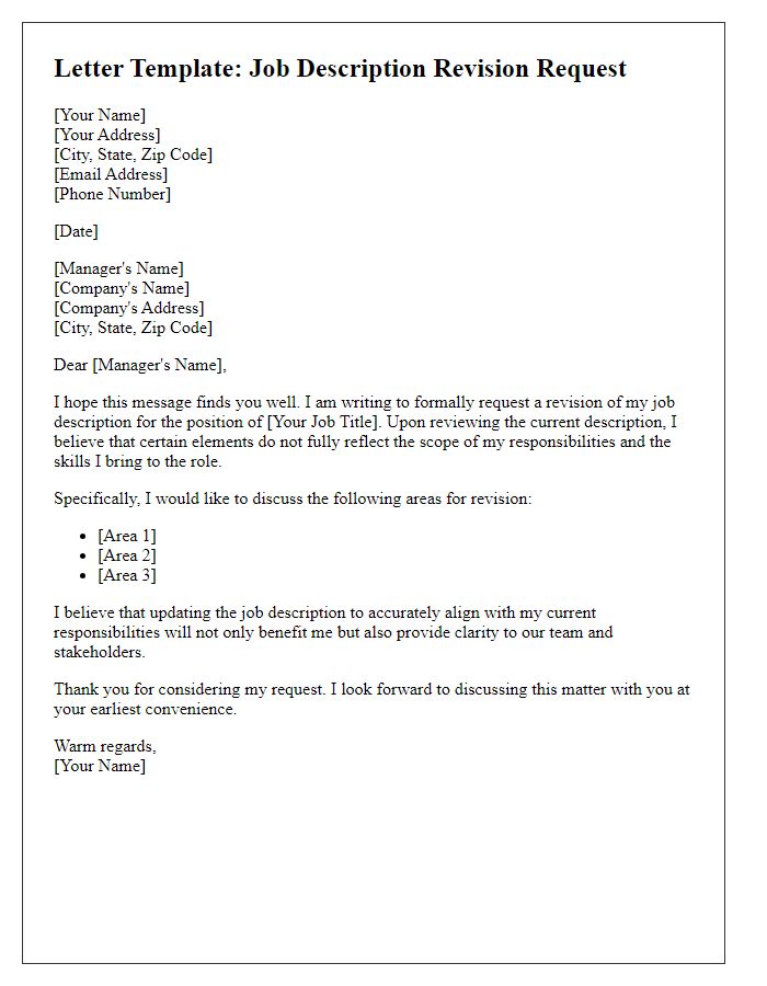 Letter template of job description revision request