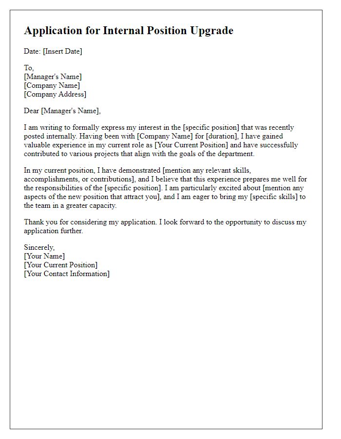 Letter template of application for internal position upgrade