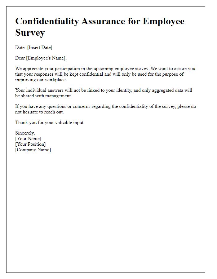 Letter template of confidentiality assurance for employee survey