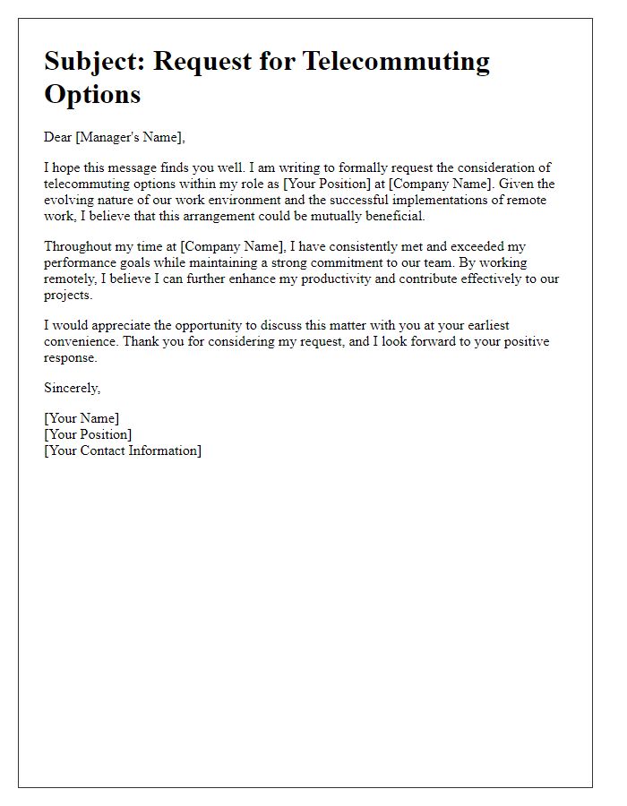 Letter template of appeal for telecommuting options