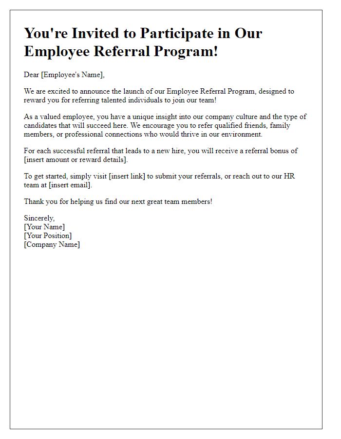 Letter template of invitation for employee referral program