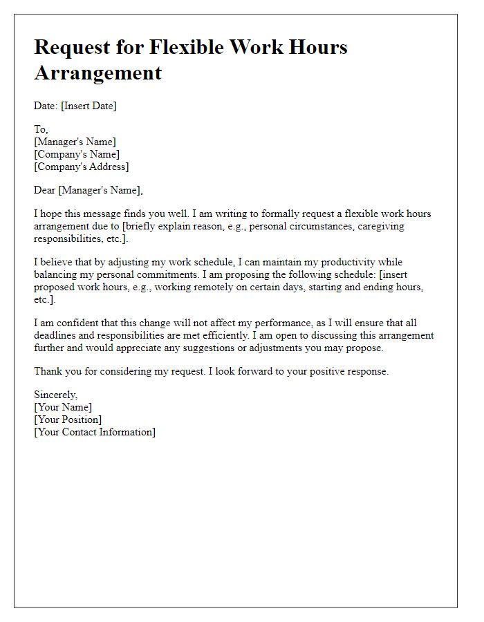 Letter template of appeal for flexible work hours arrangement.