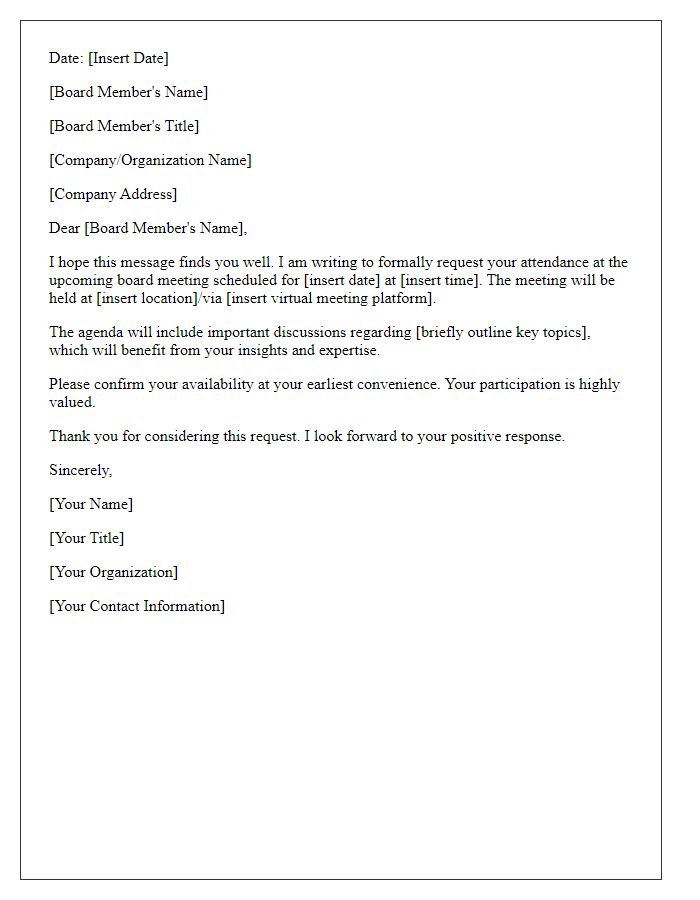 Letter template of request for board meeting attendance