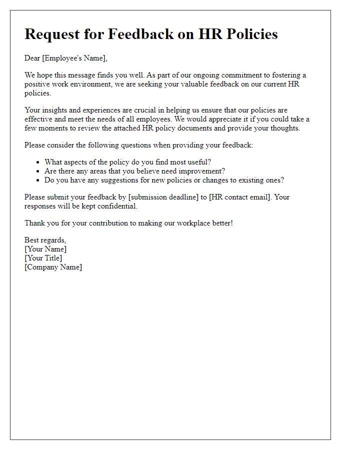 Letter template of HR policy feedback solicitation