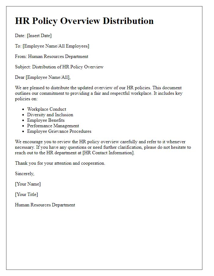 Letter template of HR policy overview distribution