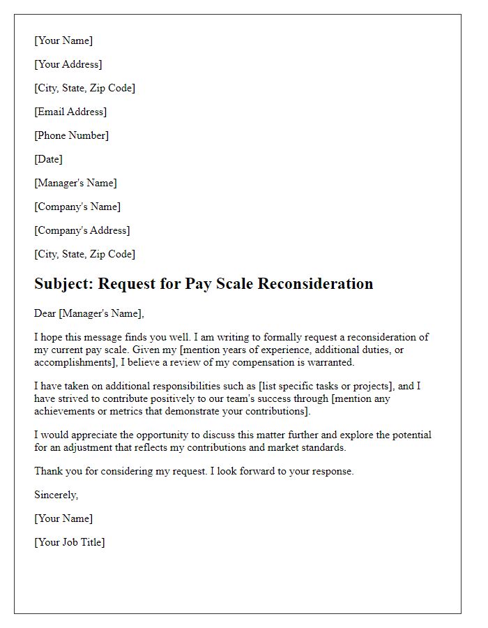 Letter template of pay scale reconsideration