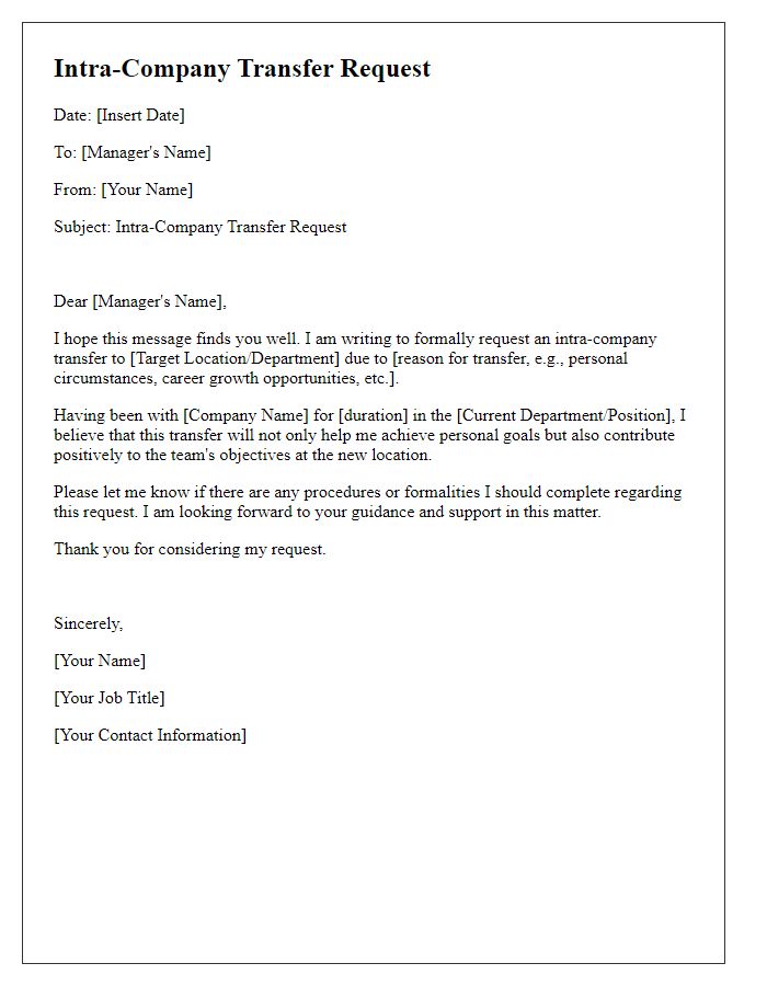 Letter template of Intra-Company Transfer Request