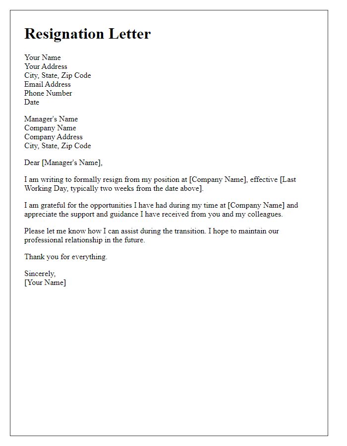 Letter template of respectful resignation request