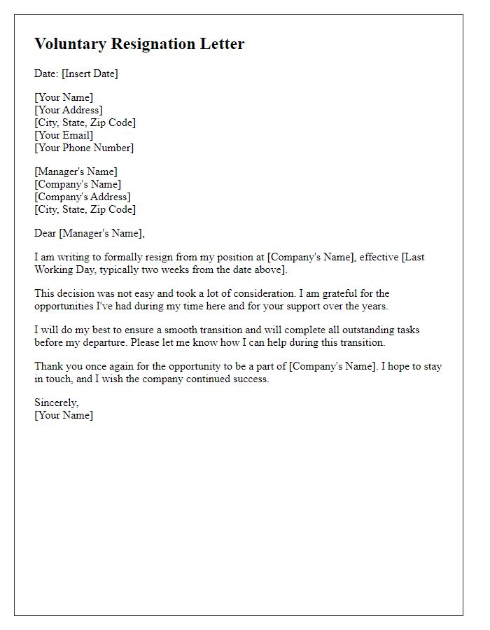 Letter template of voluntary resignation statement