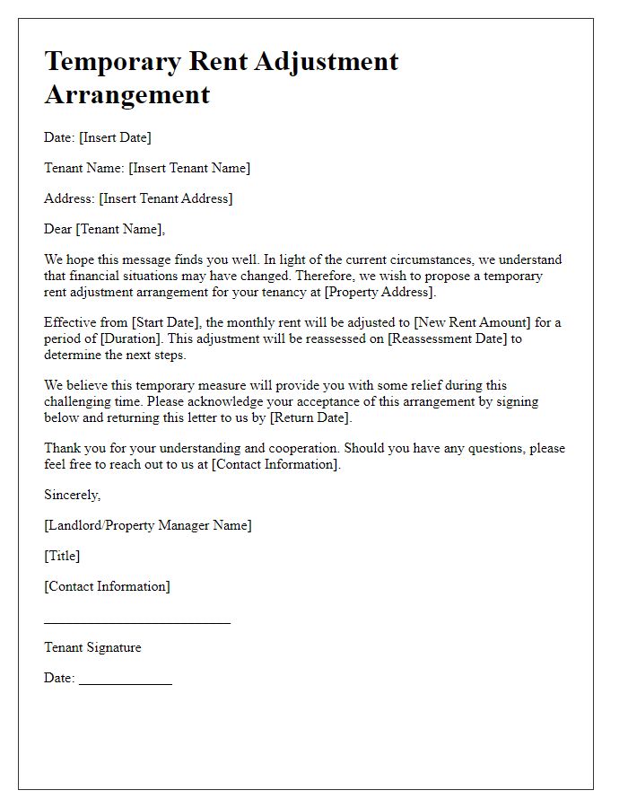 Letter template of Temporary Rent Adjustment Arrangement for Tenants