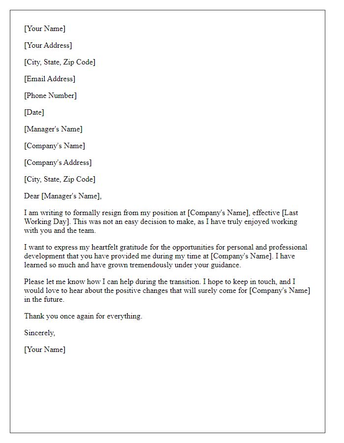 Letter template of resignation feedback gratitude