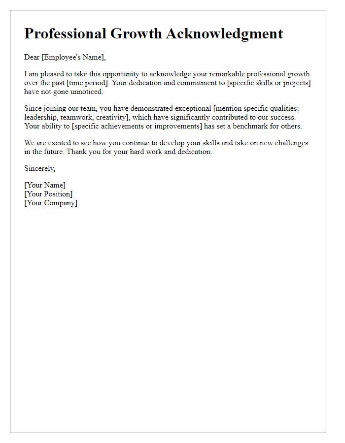 Letter template of professional growth acknowledgment