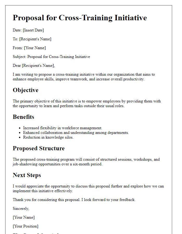 Letter template of proposal for cross-training initiative