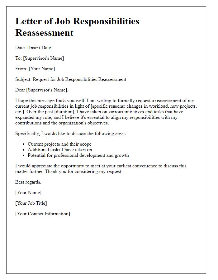 Letter template of job responsibilities reassessment