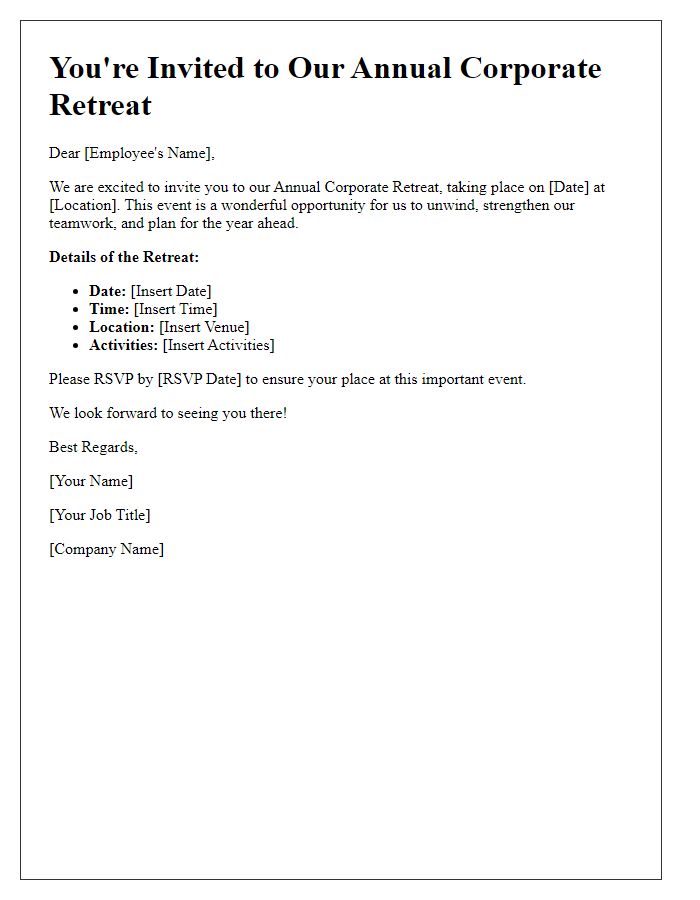 Letter template of annual corporate retreat invitation