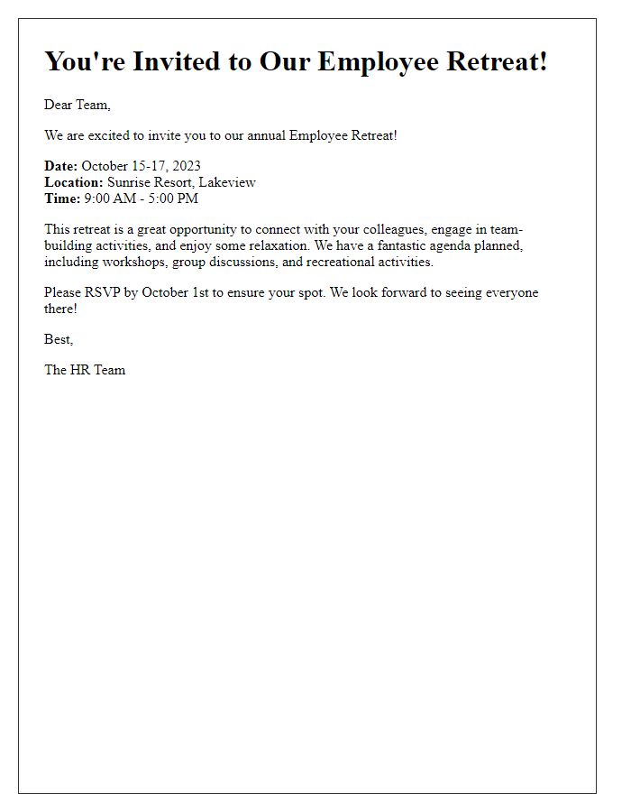 Letter template of employee retreat invitation