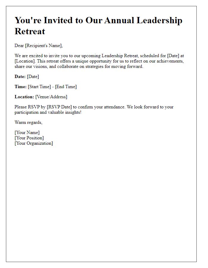 Letter template of leadership retreat invitation