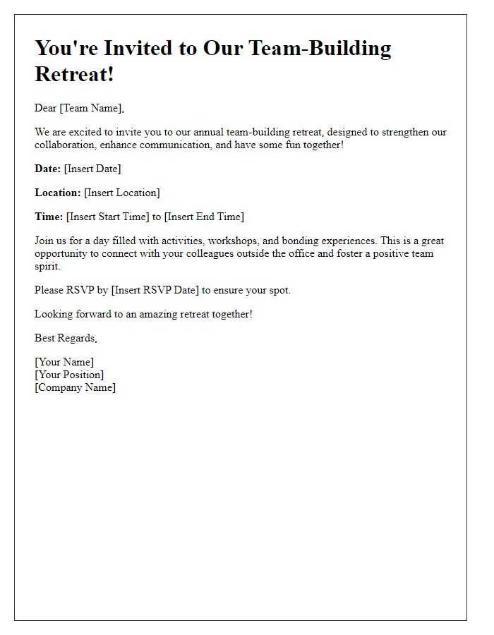 Letter template of team-building retreat invitation