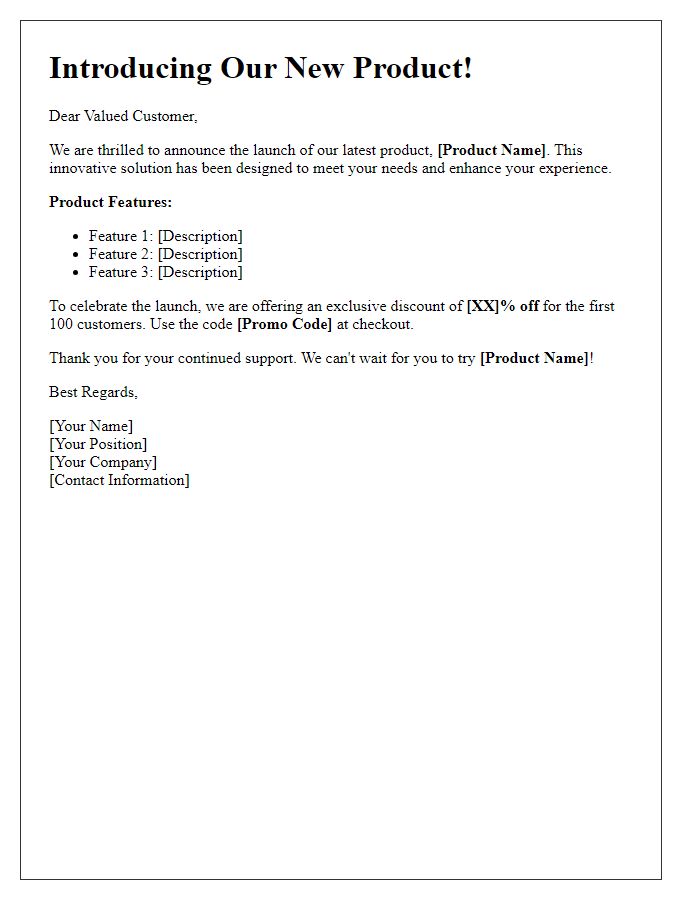 Letter template of new product introduction
