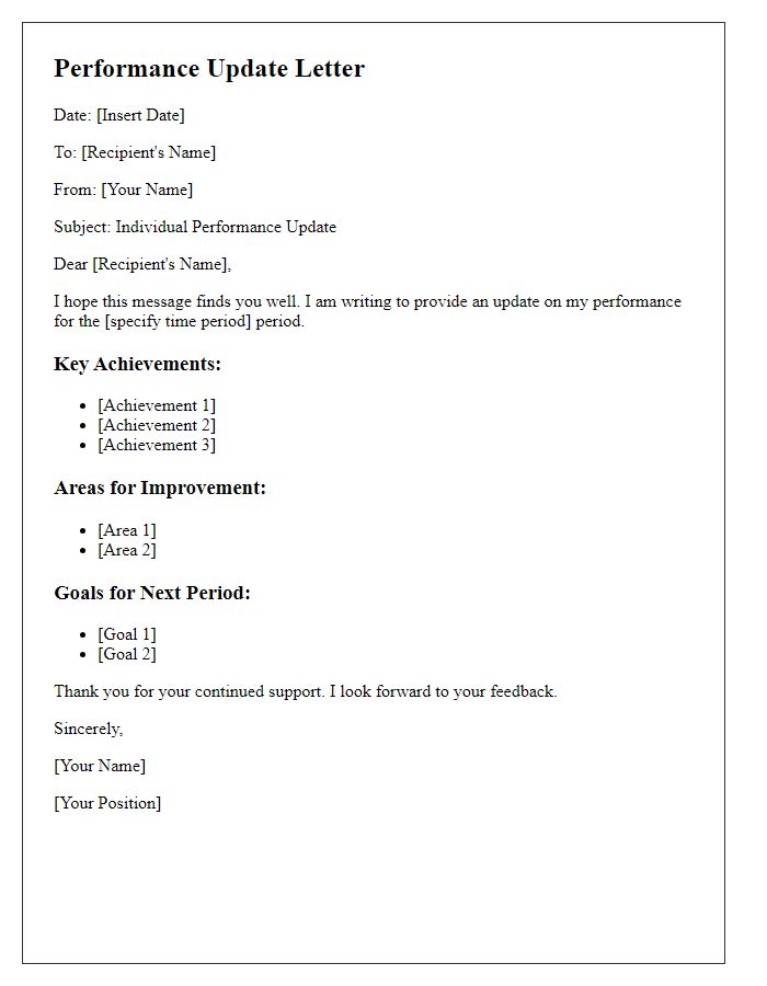 Letter template of individual performance update