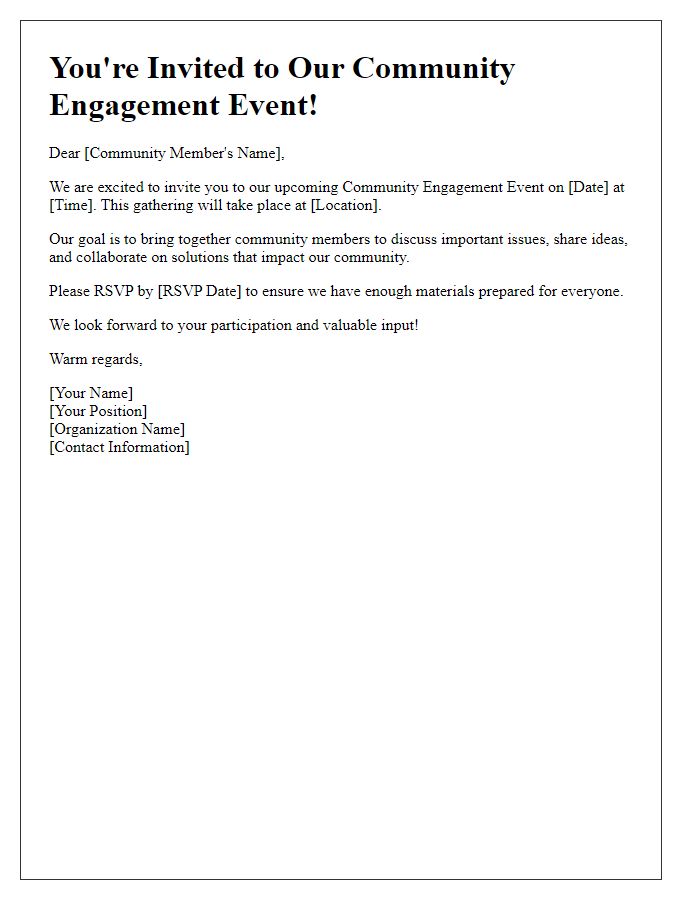 Letter template of community engagement invitation